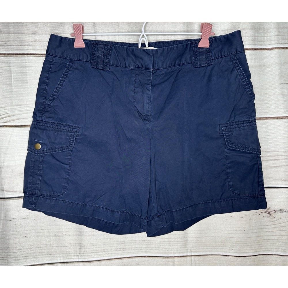 J.Crew Cargo Shorts Women 10 Navy Blue Broken-In Chino City Fit Cotton Utility